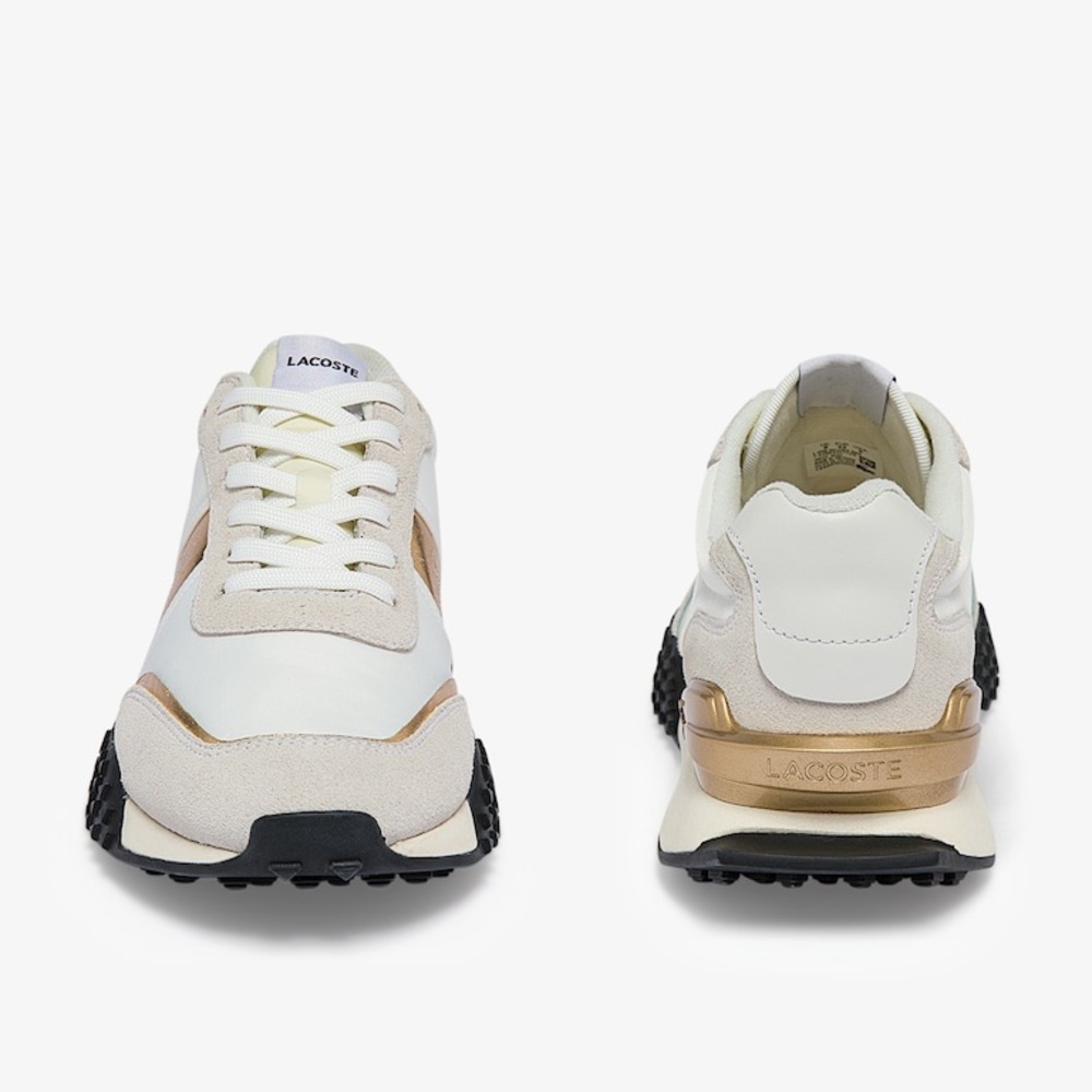 White L-Spin Deluxe GOLD ACCENTS Sneakers For Men.